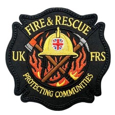Listing image for US Firefighter Style UK Fire & Rescue Hook and Loop Backed Patch 9cm x 9cm