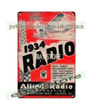 Listing image for 1934 Allied Radio old-school broadcasting memorabilia metal tin sign home decor