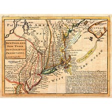 Listing image for Map Antique Moll New York England Pennsylvania Postal Art Canvas Print