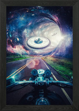 Listing image for Alien Encounter on road Framed Wall Art Poster Canvas Print Picture