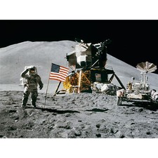 Listing image for Moon Space Apollo 15 Mission Flag Photo Extra Large Art Poster