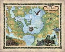 Listing image for Cass Lake Minnesota Map Art - Map Poster for House Decor - Great Lakes Map Gift