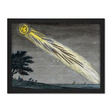 Listing image for Comet Space Night Landscape Astronomy Etching Framed Wall Art Print 18X24 In