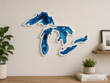 Listing image for Great Lakes Layered Map Wall Art 3D Printed Lake Decor Michigan Home Display