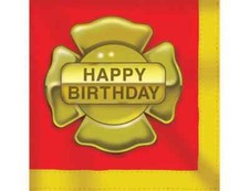 Listing image for Happy Birthday Fireman Napkins Fire Chief Badge Red Decoration Baby Shower Party